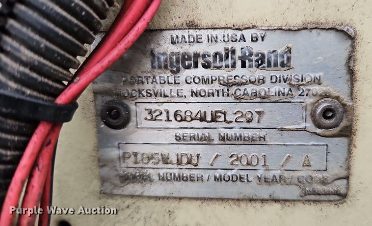 image for item MH9404 2001 Ingersoll Rand  P185WJDJ air compressor