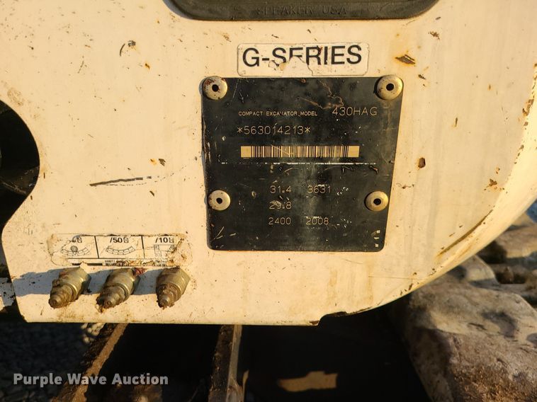 image for item MJ9413 2008 Bobcat 430HAG  mini excavator