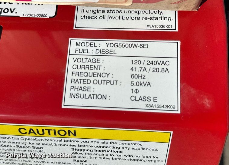 image for item MQ9452 Yanmar YDG5500W-6EI  generator