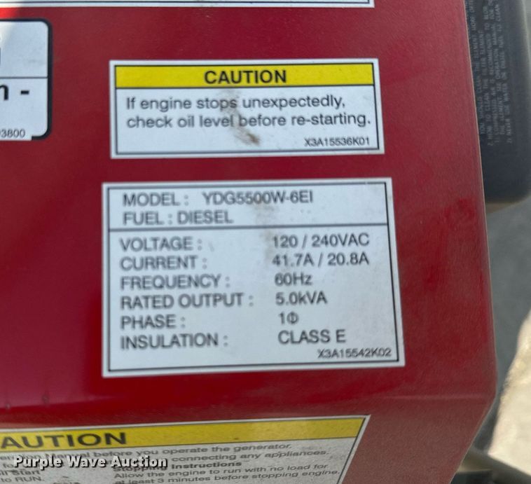 image for item MQ9453 Yanmar YDG5500W-6EI  generator