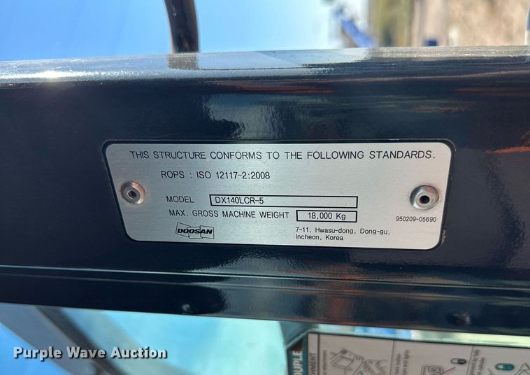 image for item MQ9473 2018 Doosan DX140 LCR-5 excavator