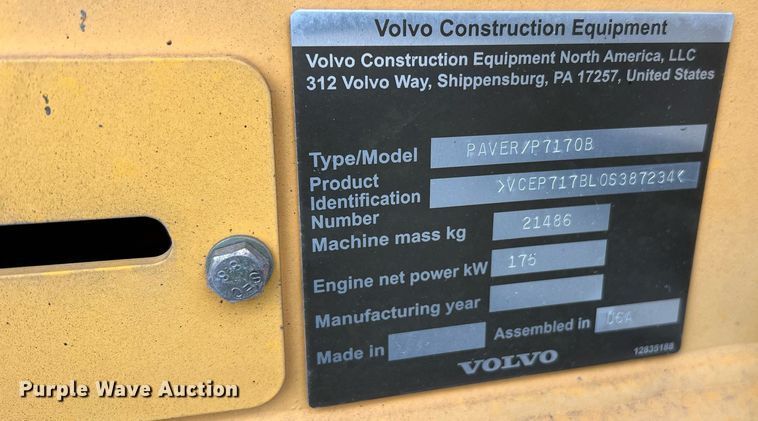 image for item NA9177 2018 Volvo P7170B  paver