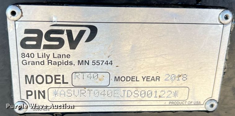 image for item NA9195 2018 ASV RT40  tracked skid steer loader