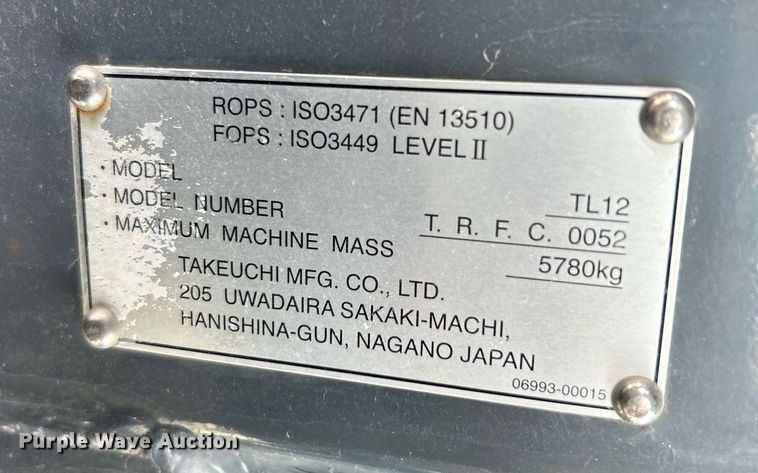 image for item NQ9868 2013 Takeuchi TL12  tracked skid steer loader