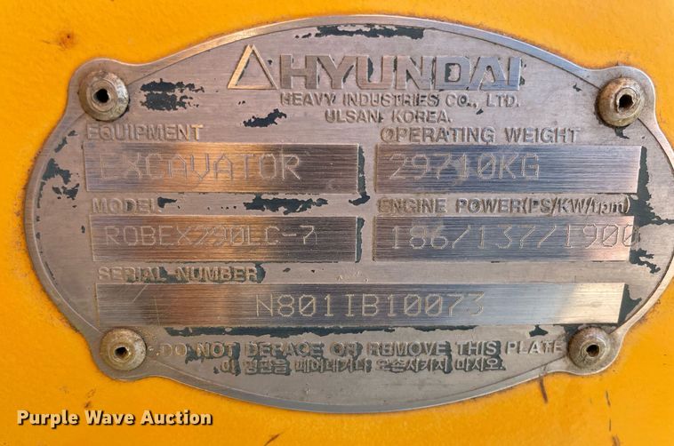 image for item NX9783 2002 Hyundai Robex 290LC-7  excavator