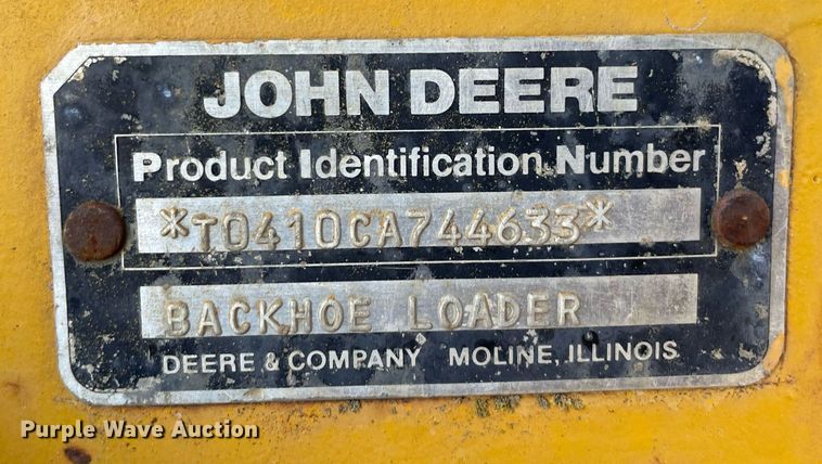 image for item NY9914 1988 John Deere 410C  backhoe