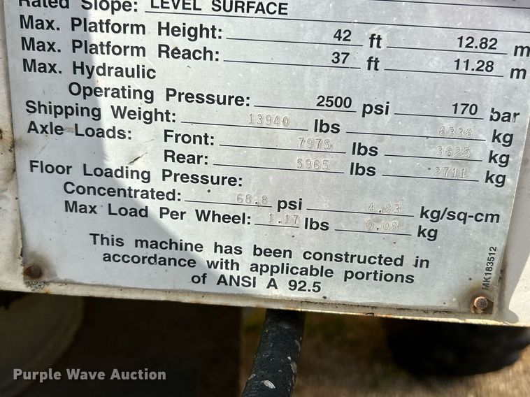 image for item NZ9032 2002 Terex TB42  boom lift