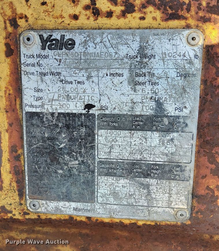 image for item OF9063 Yale GLP060TFNUAE087  forklift