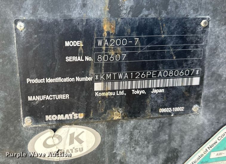 image for item OF9064 2016 Komatsu WA200-7  wheel loader