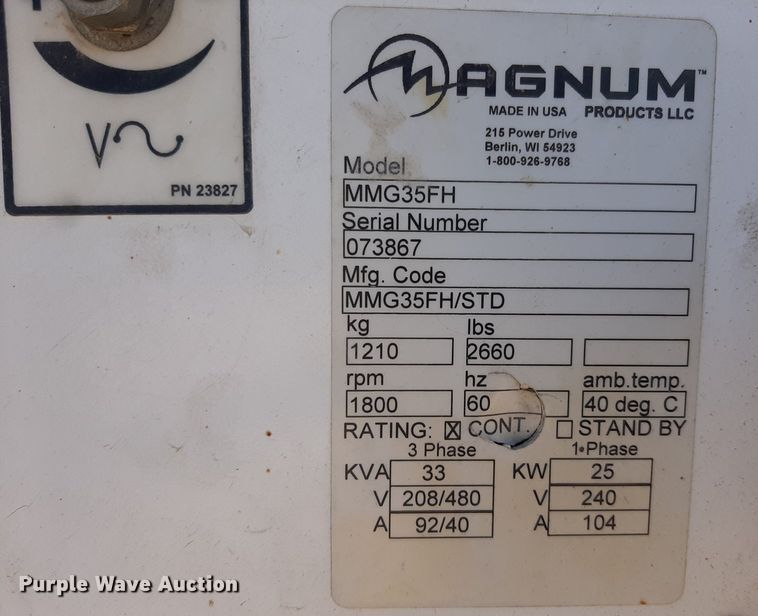 image for item OF9487 2007 Magnum MMG35FH  generator