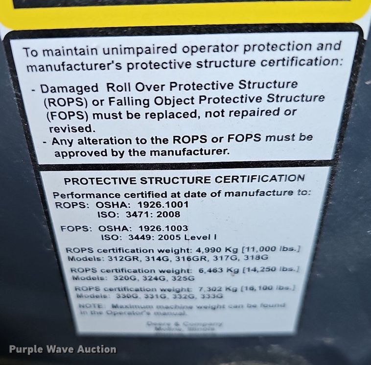 image for item OG9450 2021 John Deere 333G  tracked skid steer loader