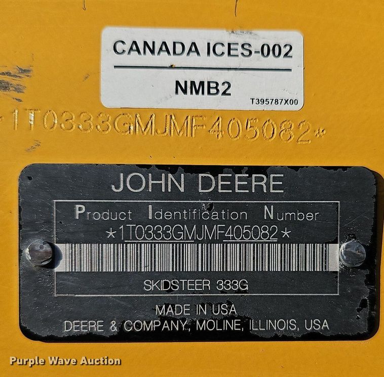 image for item OG9450 2021 John Deere 333G  tracked skid steer loader