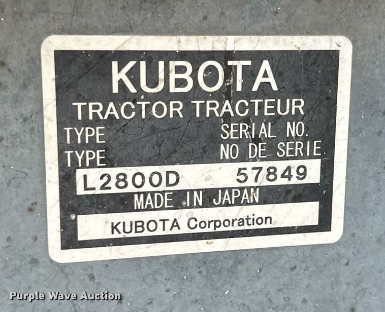 image for item DK2527 Kubota L2800D  MFWD tractor