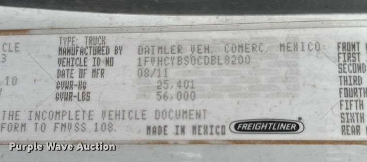 image for item DK2531 2012 Freightliner M2 106  refuse truck