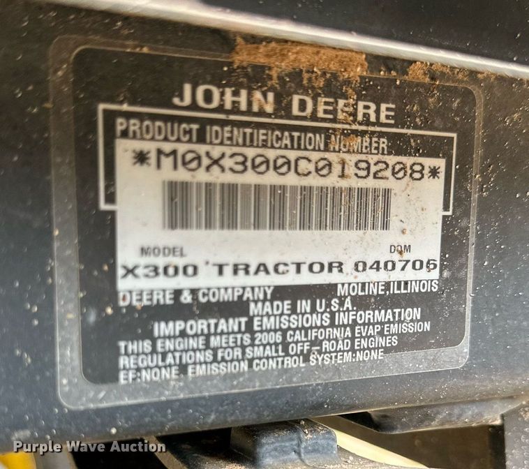 image for item DK2537 2006 John Deere X300  lawn mower