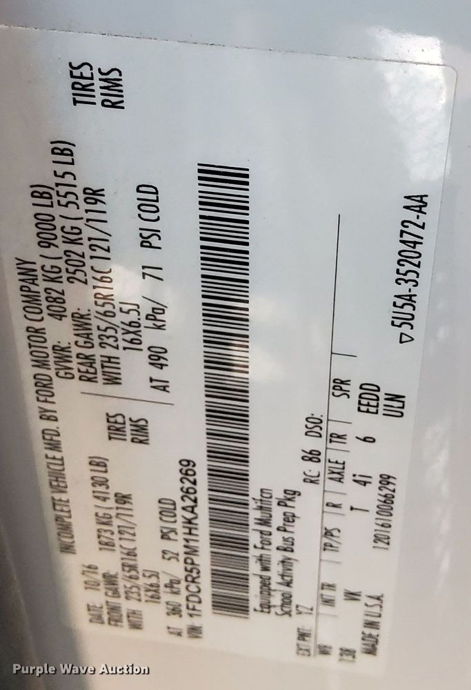 image for item DK8782 2017 Ford Transit  shuttle bus