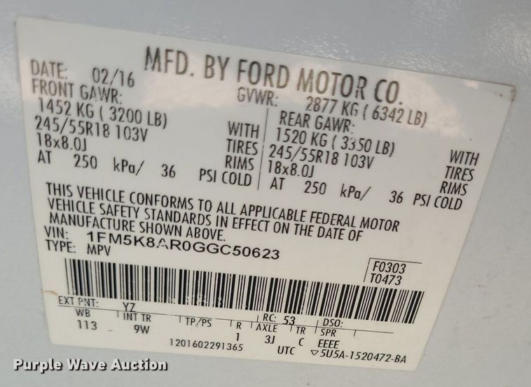 image for item DN8523 2016 Ford Explorer  Police Interceptor SUV