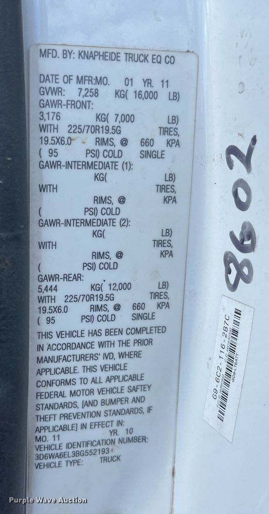 image for item DP2095 2011 Dodge Ram 4500HD  dump truck