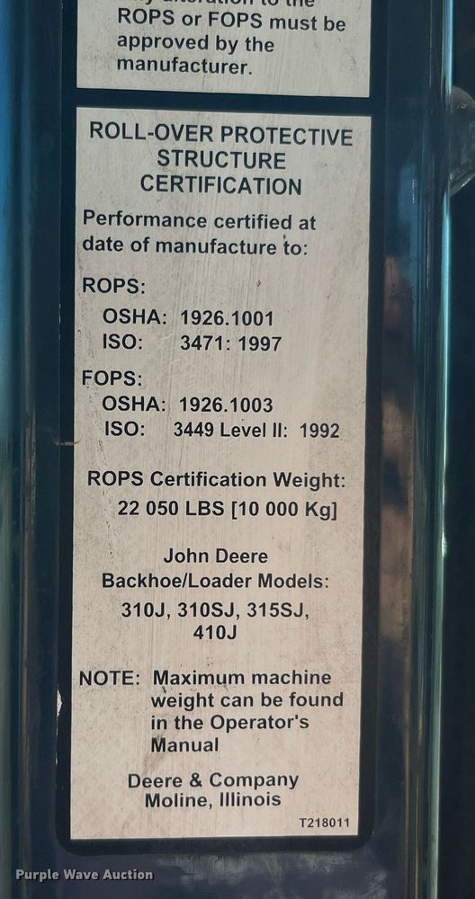 image for item DP2097 2010 John Deere 410J  backhoe