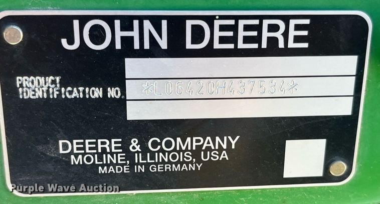 image for item DP2103 2006 John Deere 6420  MFWD tractor