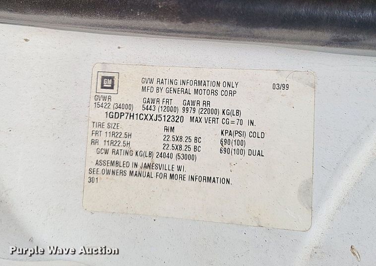 image for item DP5279 1999 GMC C8500  dump truck