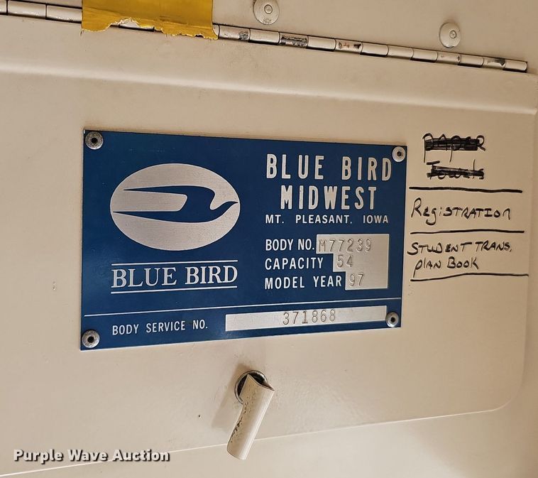 image for item DQ1195 1997 Ford Blue Bird M77239  school bus