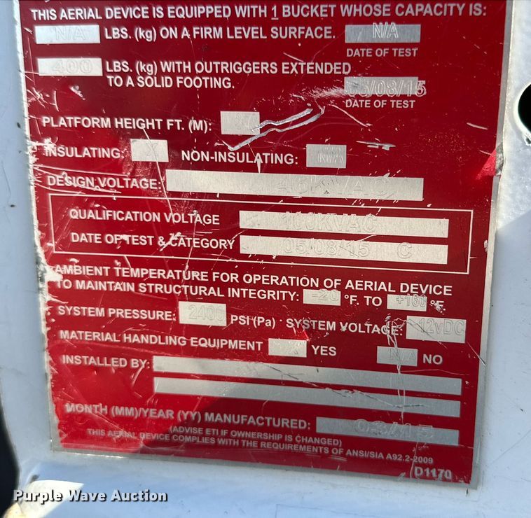 image for item DQ1449 2015 Dodge Ram 5500  bucket truck