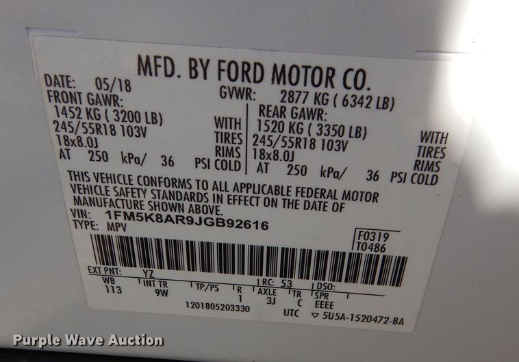 image for item DR5774 2018 Ford Explorer  Police Interceptor SUV