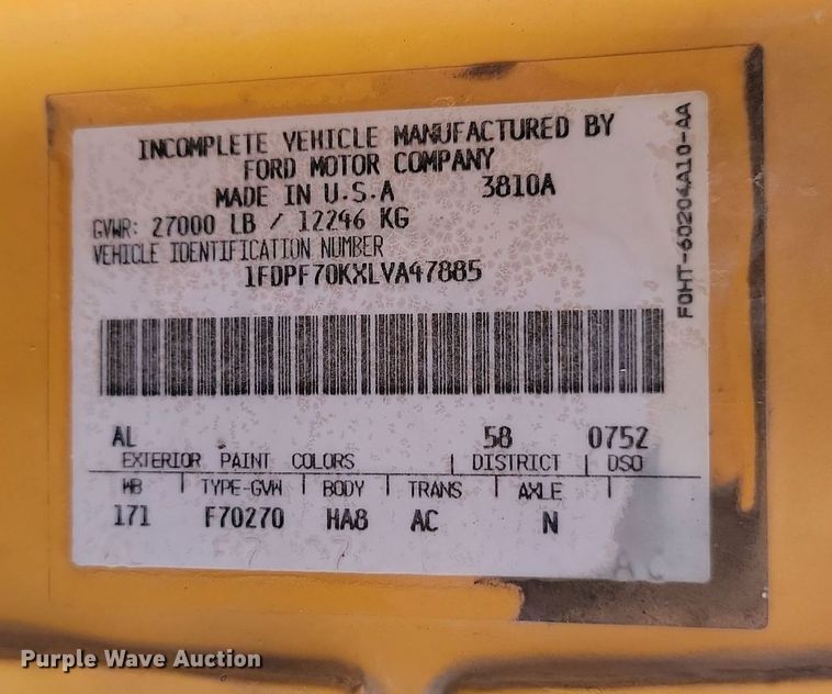 image for item JG9797 1990 Ford F700  dump truck