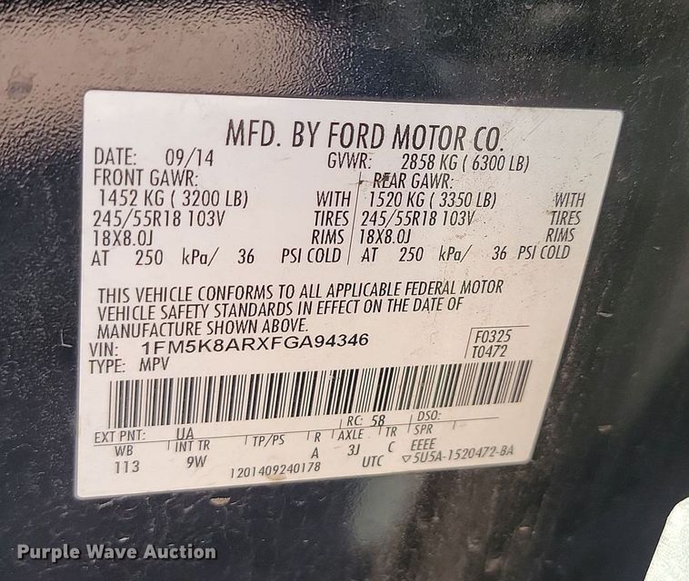 image for item JW9605 2015 Ford Explorer Police Interceptor  SUV