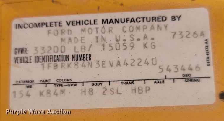 image for item JW9629 1984 Ford F800 dump flatbed truck