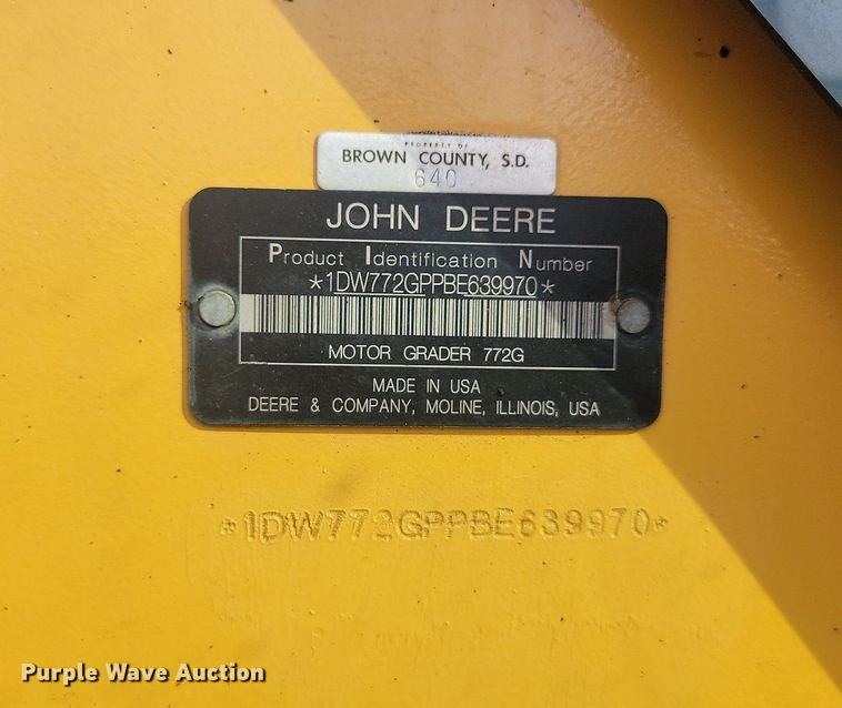 image for item JW9697 2012 John Deere 772GP  motor grader