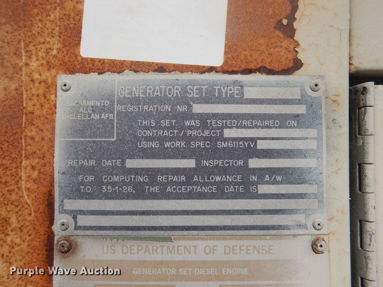 image for item JY9616 1977 U.S. Department Of Defense  generator