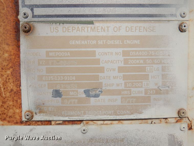 image for item JY9616 1977 U.S. Department Of Defense  generator