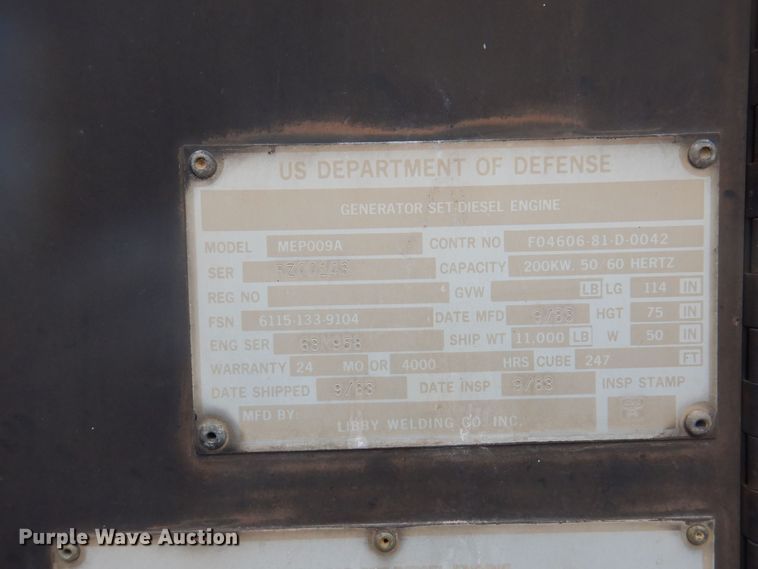 image for item JY9617 1983 U.S. Department Of Defense  generator