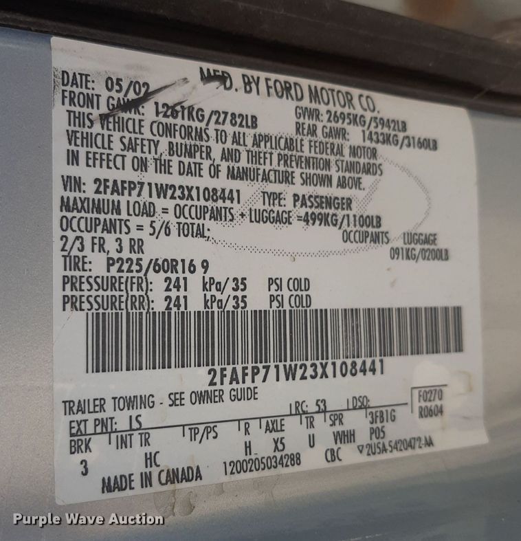 image for item KD9247 2003 Ford Crown Victoria Police Interceptor