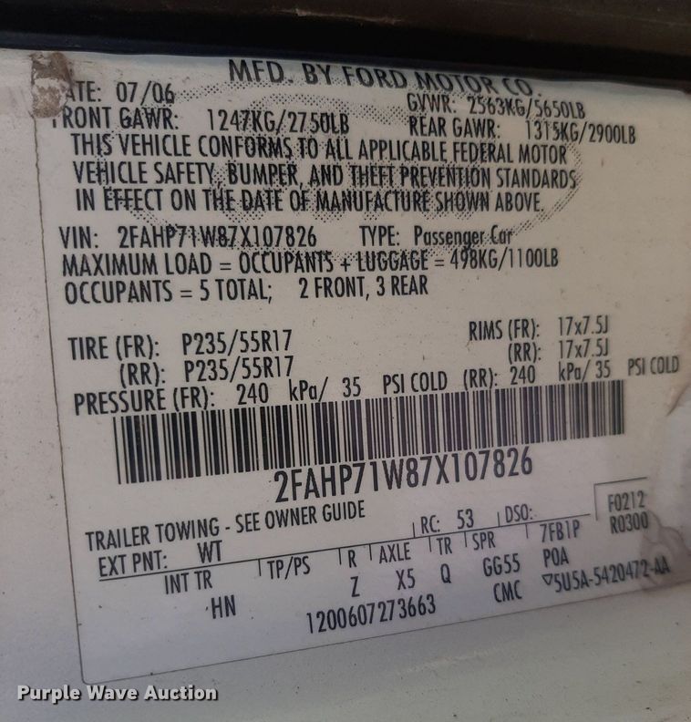 image for item KD9248 2007 Ford Crown Victoria Police Interceptor