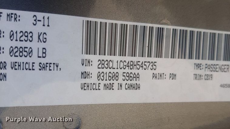 image for item KD9250 2011 Dodge Charger Police