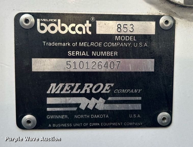 image for item KH9489 1993 Bobcat 853  skid steer loader