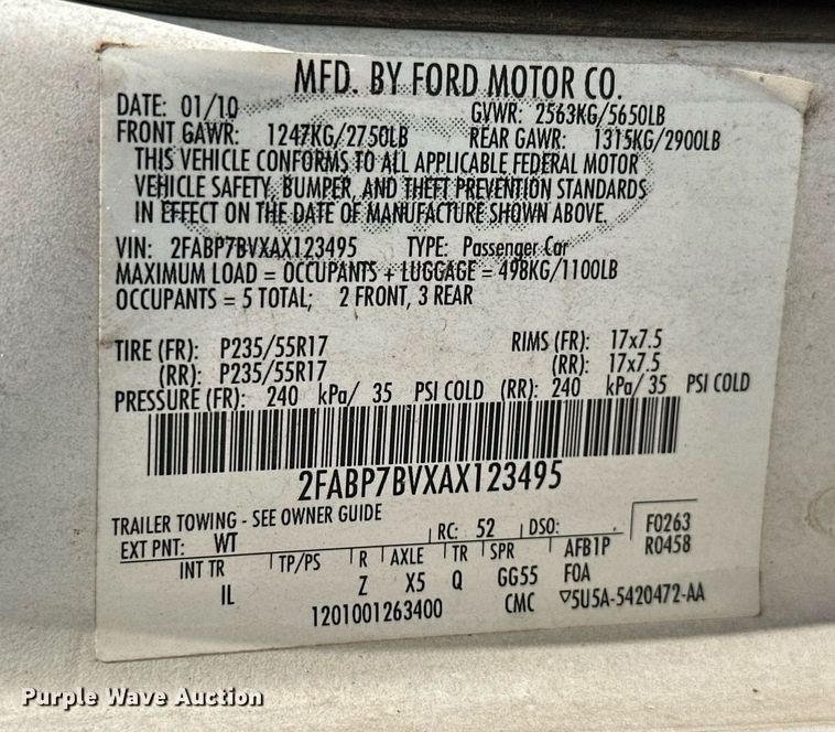 image for item KT9343 2010 Ford Crown Victoria Police Interceptor