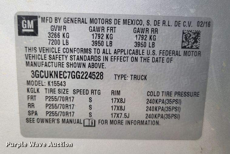 image for item LS9750 2016 Chevrolet Silverado 1500  Crew Cab pickup truck