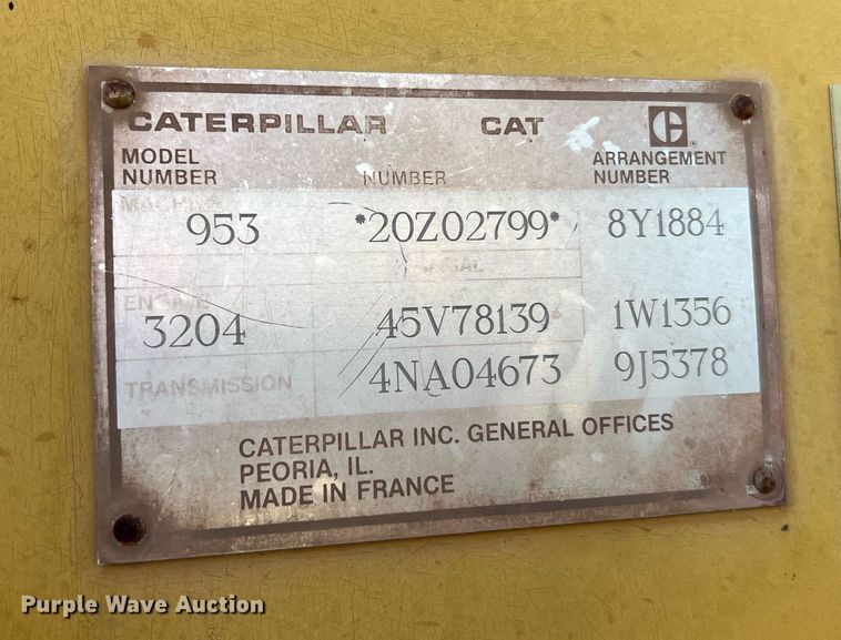 image for item LU9783 1989 Caterpillar 953  track loader