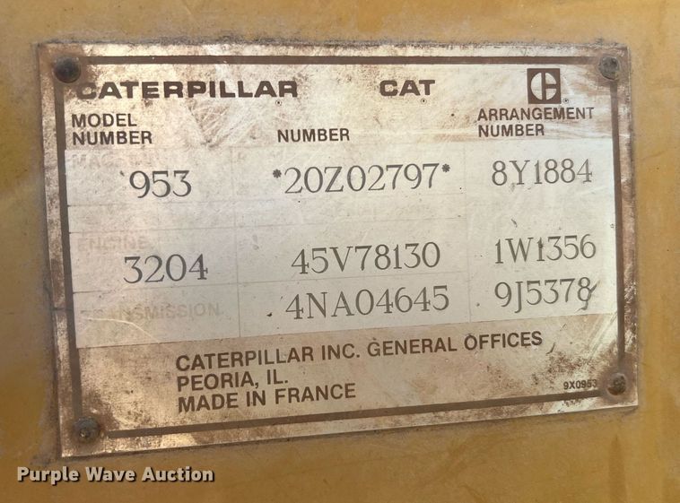 image for item LU9784 1989 Caterpillar 953  track loader