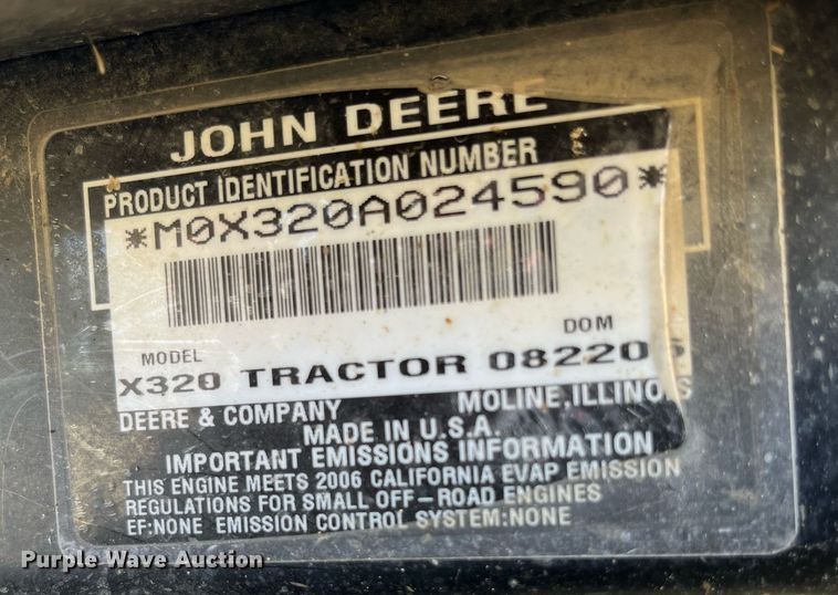 image for item MG9497 John Deere X320  lawn mower