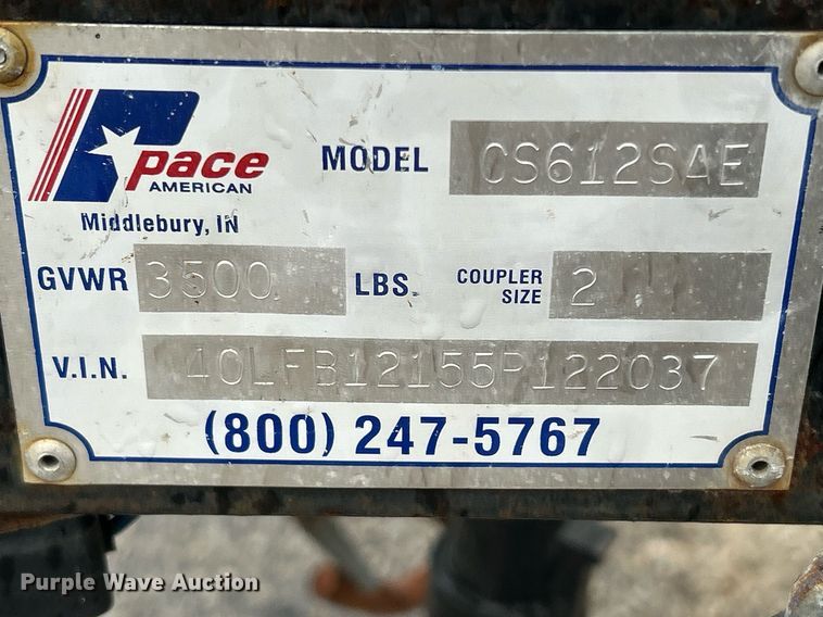image for item MO9066 2005 Pace American CS612SAE  enclosed cargo trailer