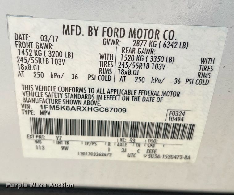 image for item NA9208 2017 Ford Explorer Police Interceptor SUV