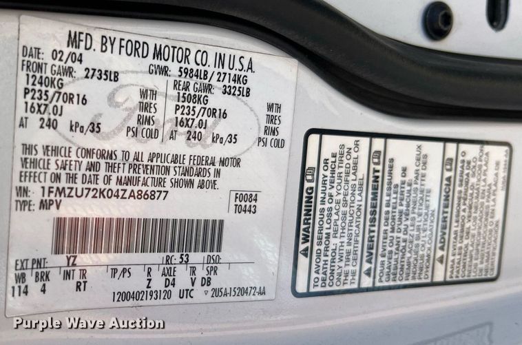 image for item NA9209 2004 Ford Explorer SUV