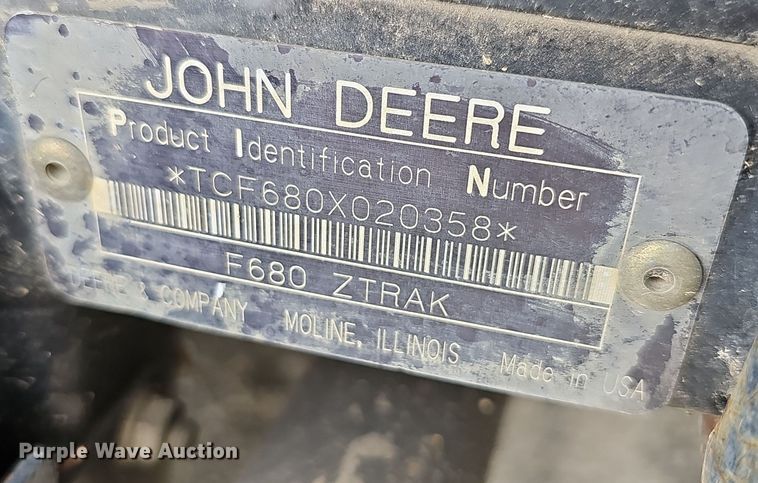 image for item NJ9851 John Deere F680 ZTrack  ZTR lawn mower