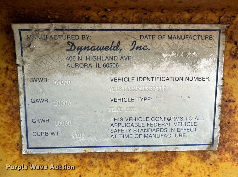 image for item NQ9900 1996 Dynaweld  tilt deck equipment trailer