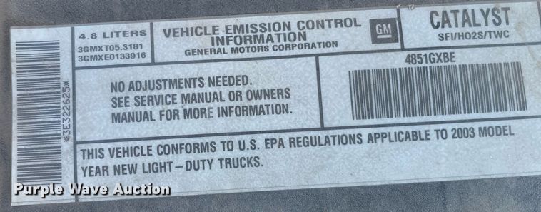 image for item NX9856 2003 Chevrolet Silverado 1500  pickup truck